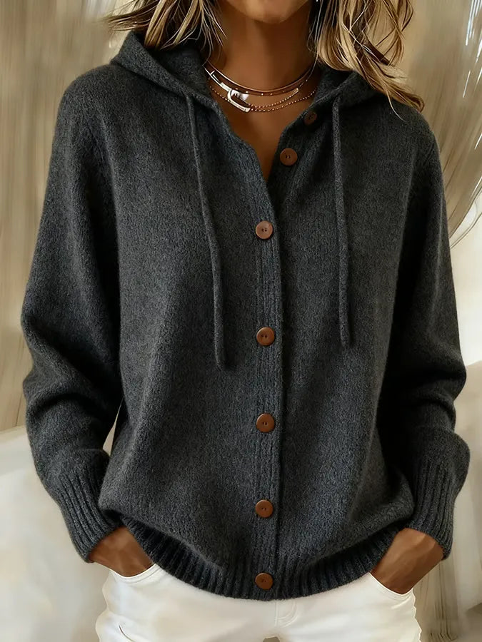 Brenda™ | Cardigan à boutons douillet avec capuche