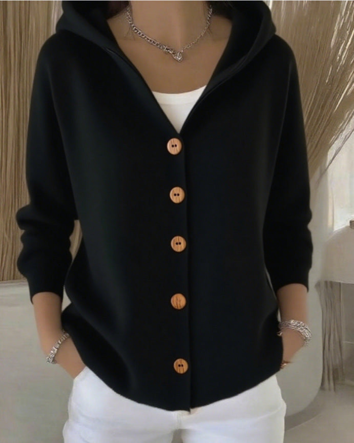 Darienne™ | Cardigan en tricot à capuche et à boutons