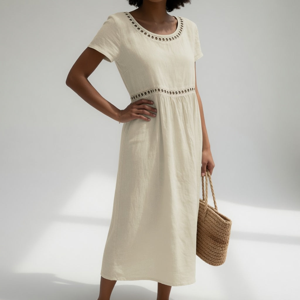 Pernelle | Robe Mi-Longue Brodée Élégante