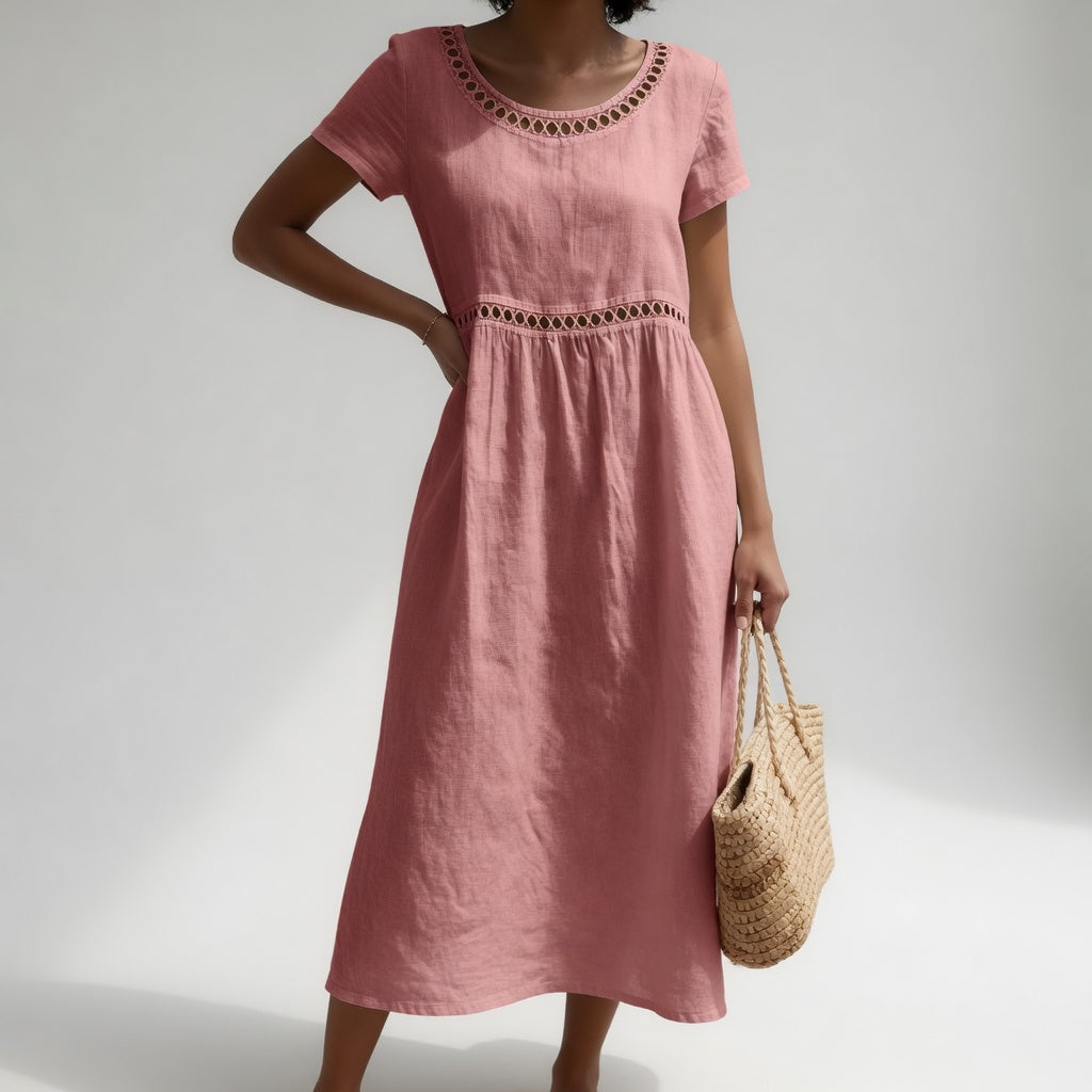 Pernelle | Robe Mi-Longue Brodée Élégante