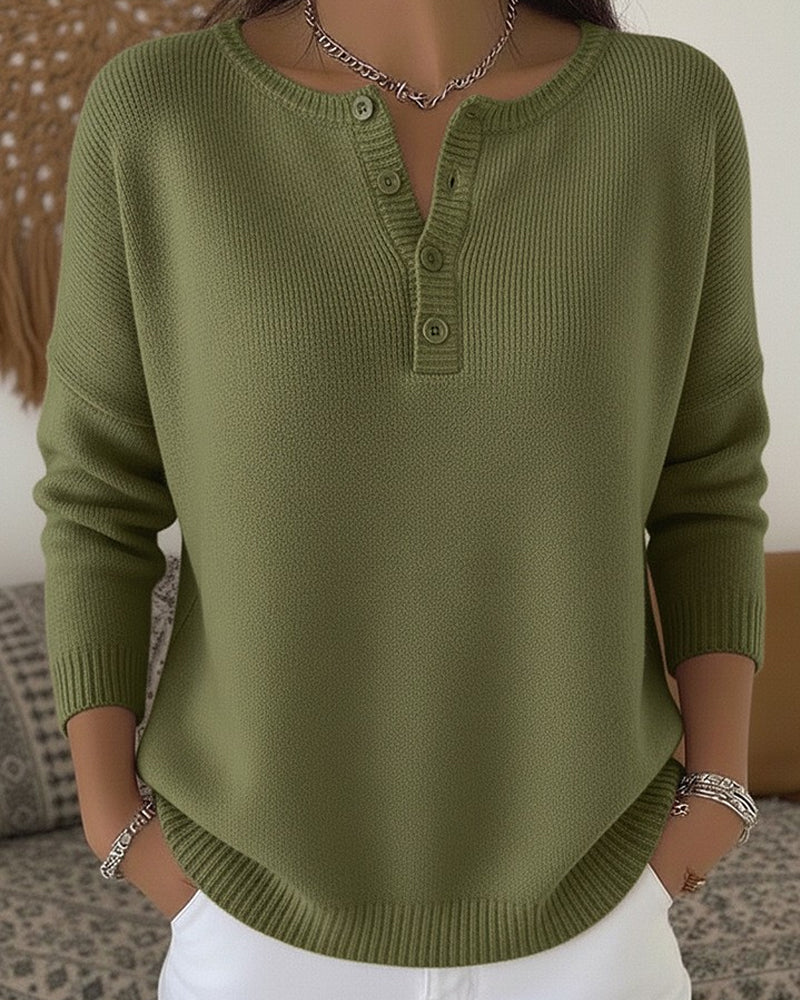 Helena™ | Pull en maille à boutons Henley