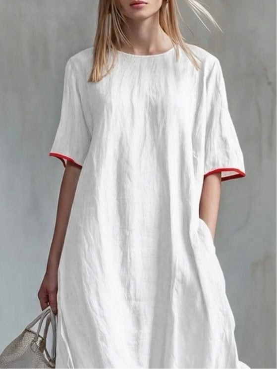 Agata | Robe Longue à Rayures Rouges et Volants