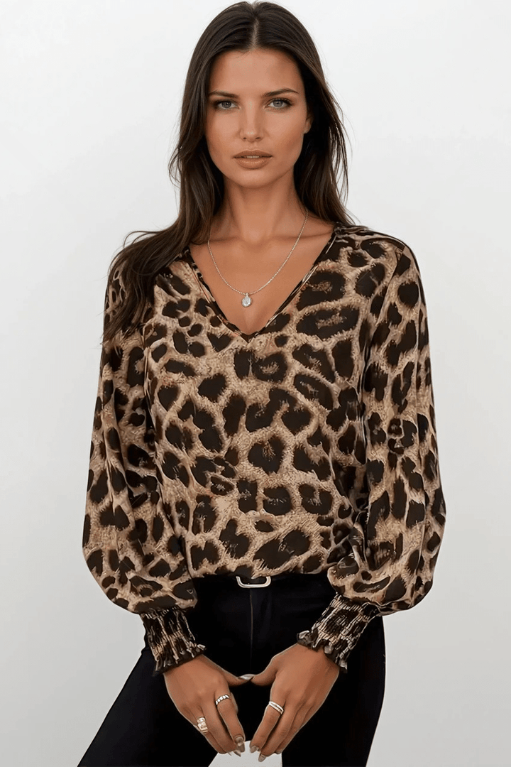 Susane - Blouse élégante à imprimé léopard