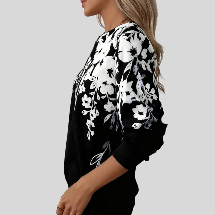 Sheila | Sweat à col zippé floral