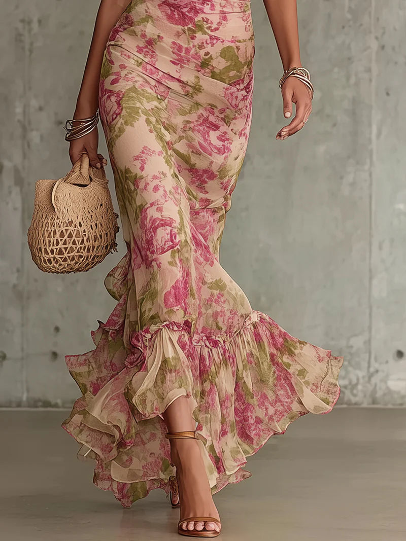 Rosalie | Robe Maxi à Imprimé de Roses Vintage