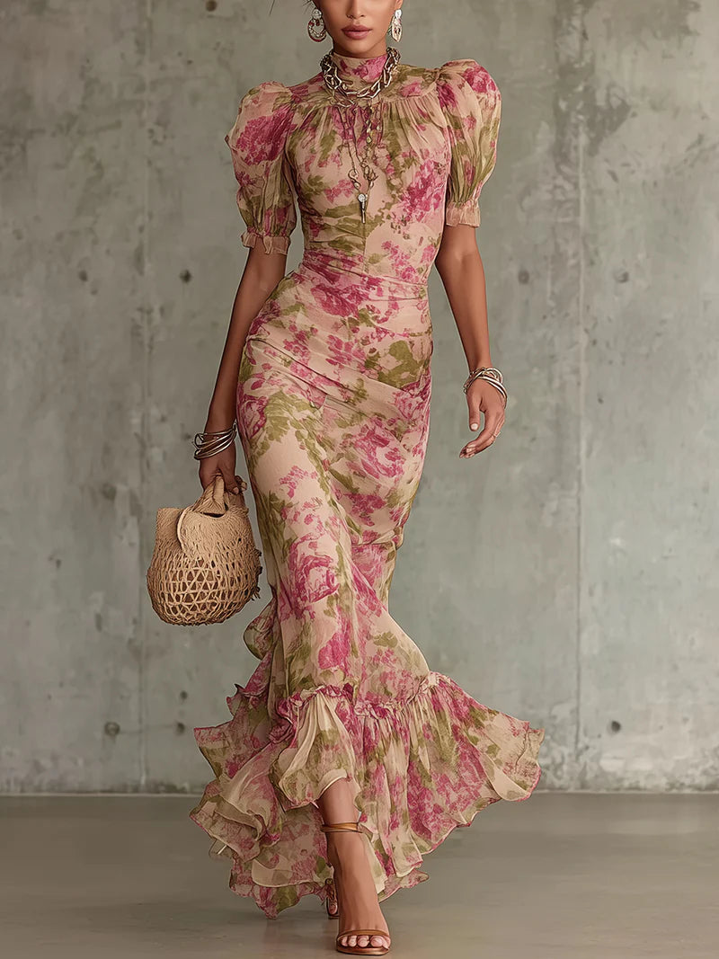 Rosalie | Robe Maxi à Imprimé de Roses Vintage