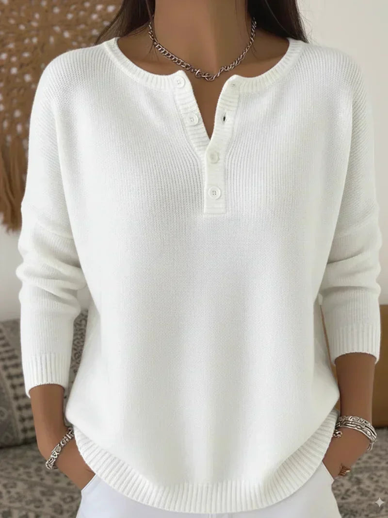 Helena™ | Pull en maille à boutons Henley