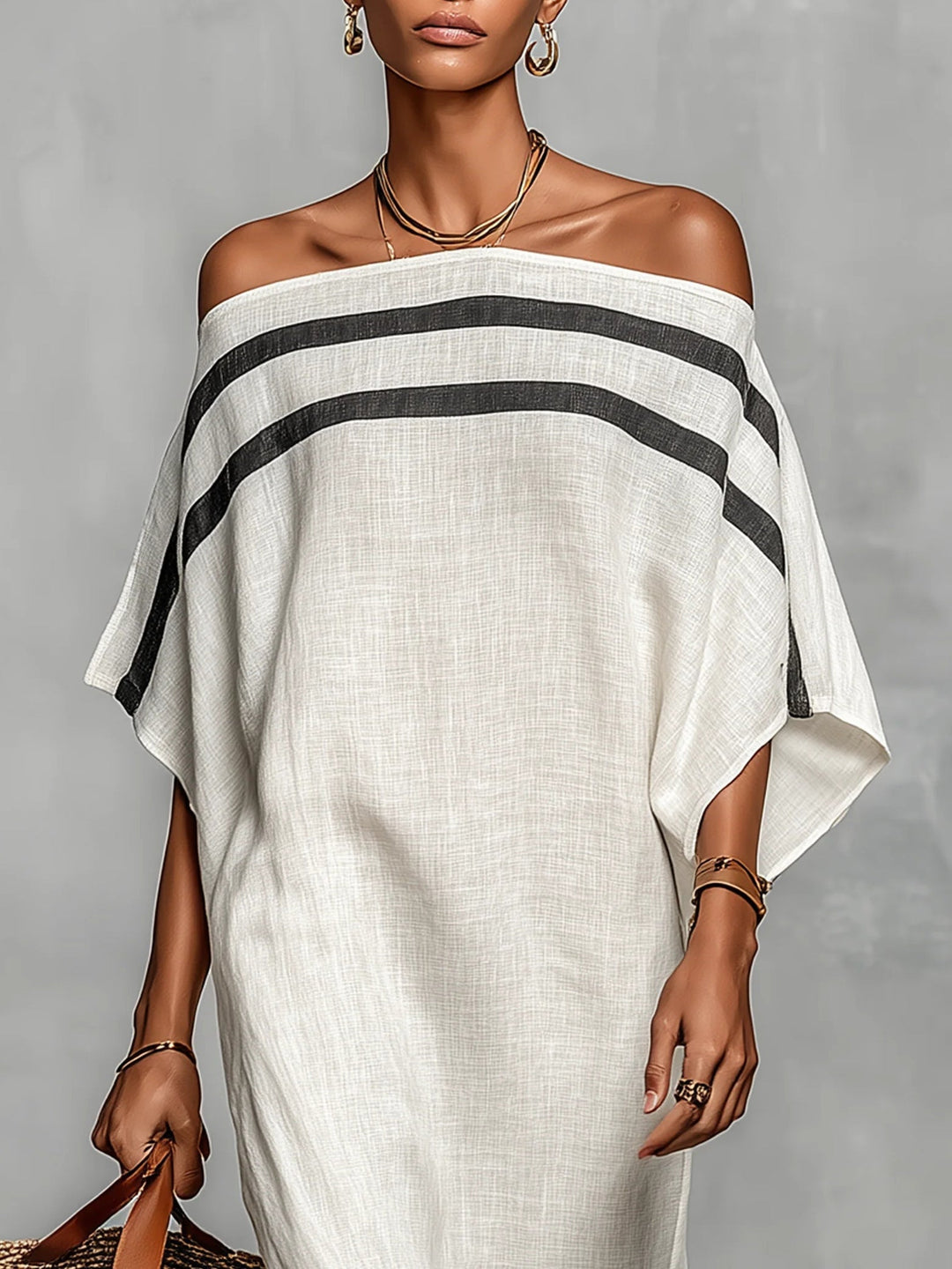 Aveline | Robe Maxi Off-Shoulder à Manches Chauve-Souris