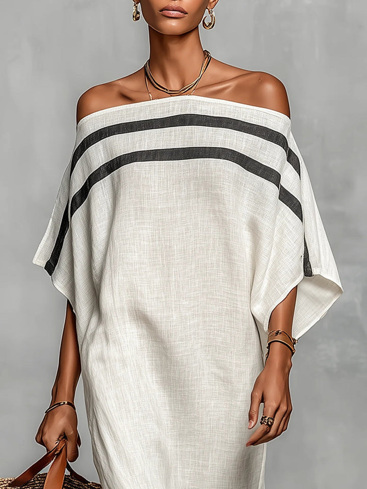 Aveline | Robe Maxi Off-Shoulder à Manches Chauve-Souris