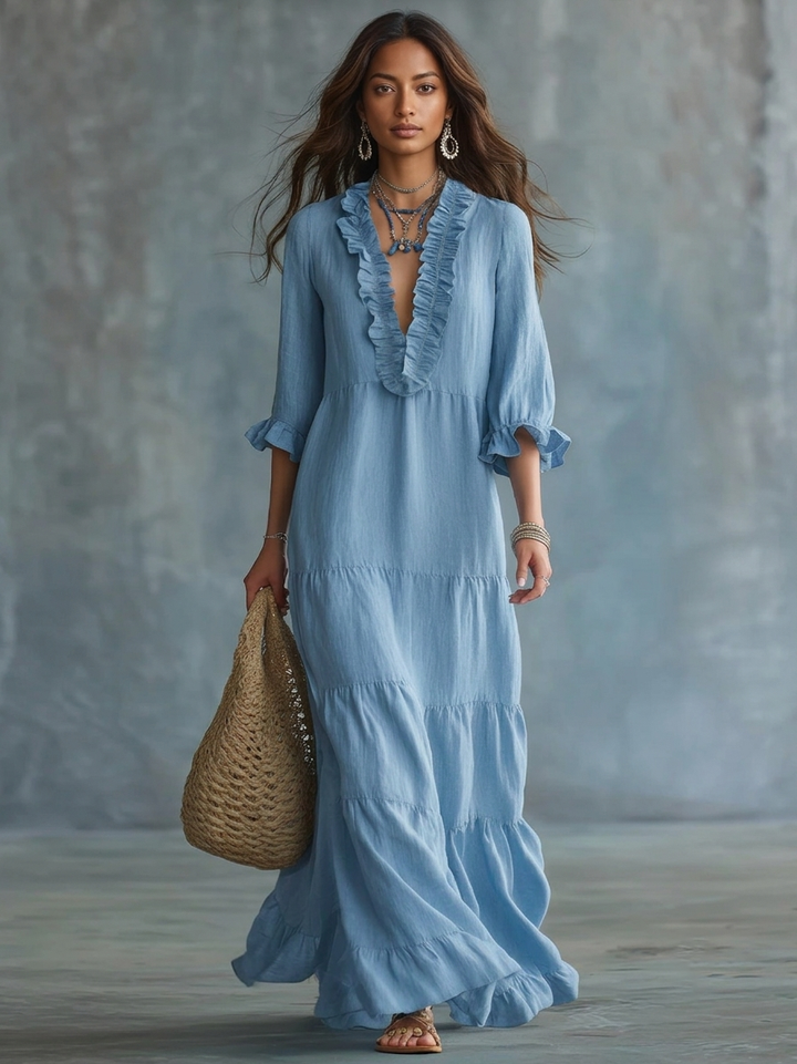Anita | Robe Maxi Bohème à Décolleté en V