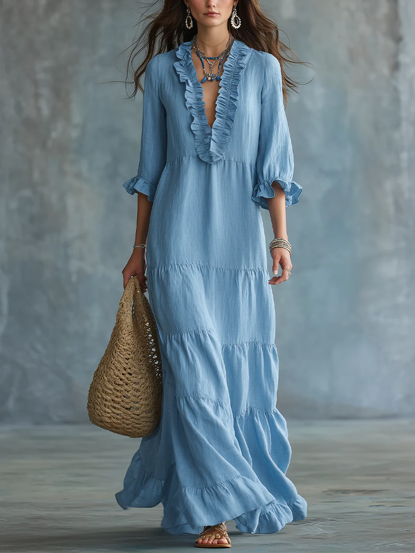 Anita | Robe Maxi Bohème à Décolleté en V
