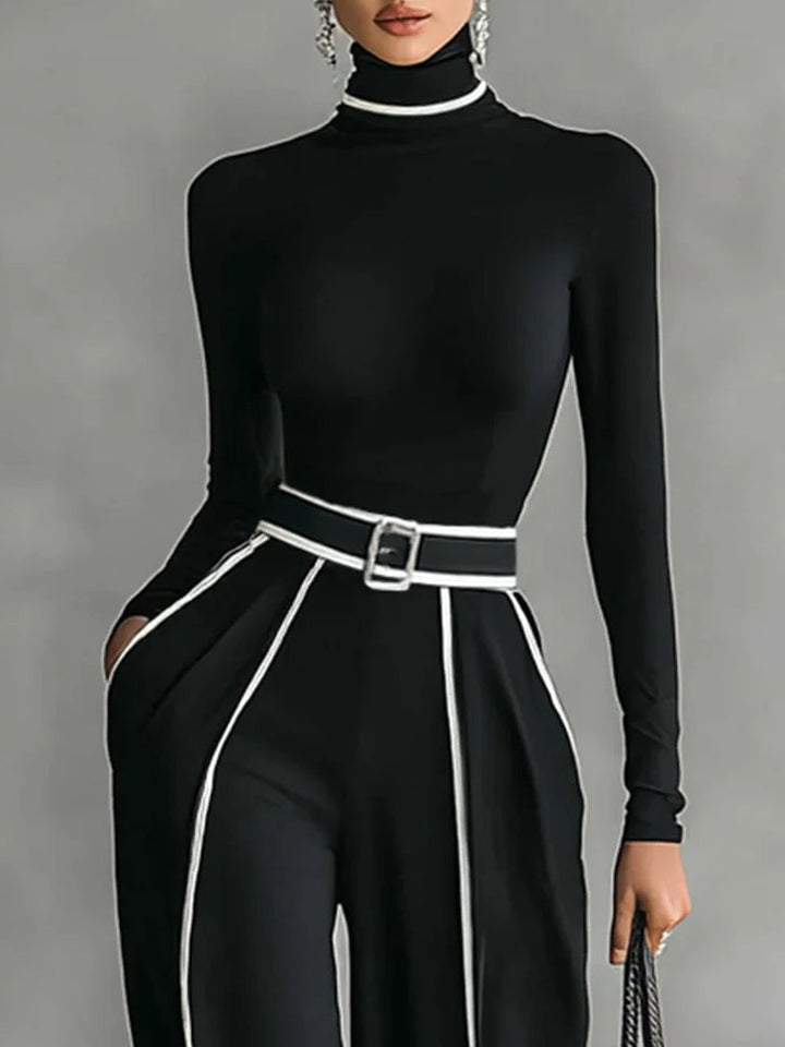 Emma | Ensemble Élégant à Col Montant et Pantalon Large