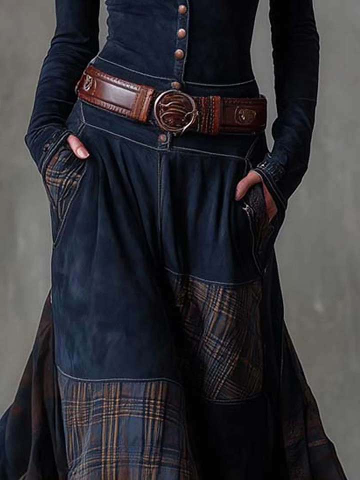 Élise | Robe Maxi en Suédine avec Ceinture