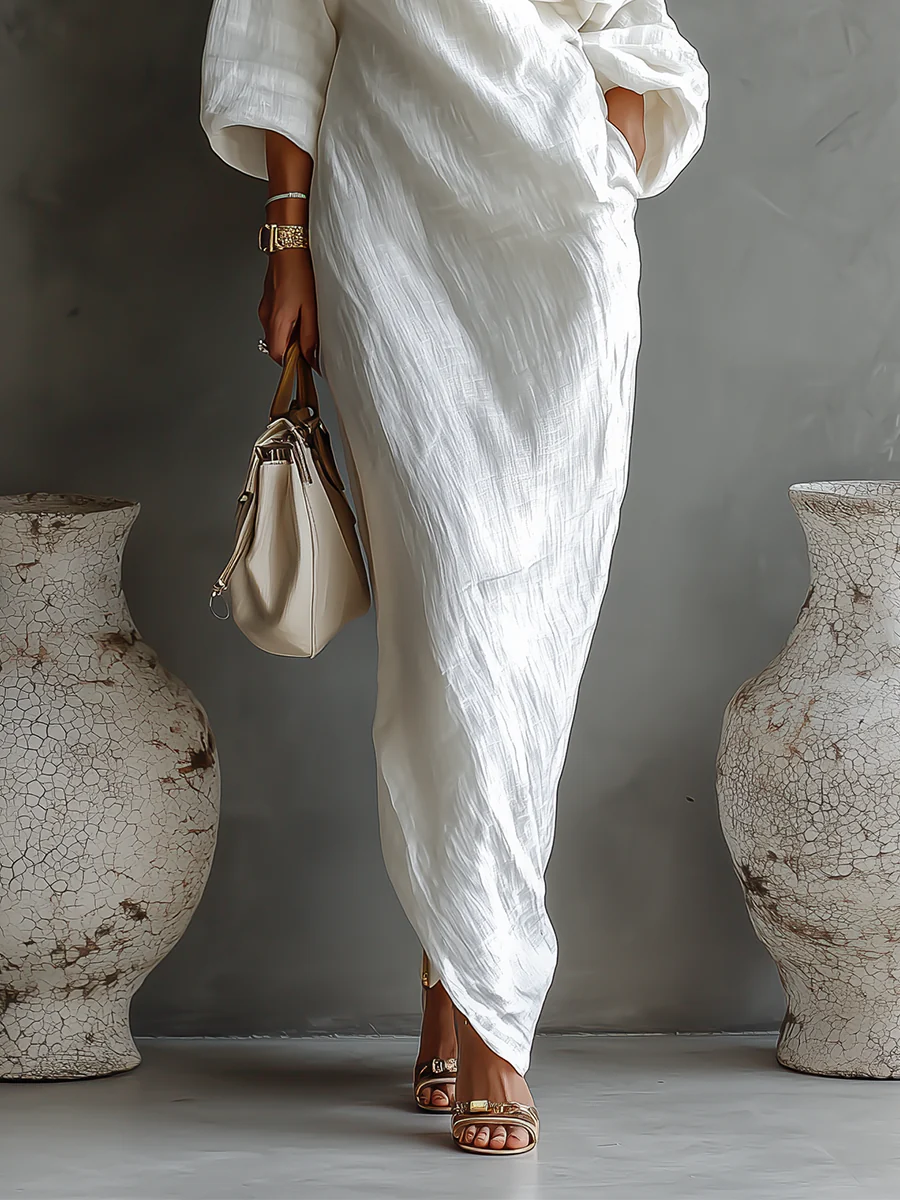 Elise | Élégante Robe Maxi à Épaule Unique en Blanc