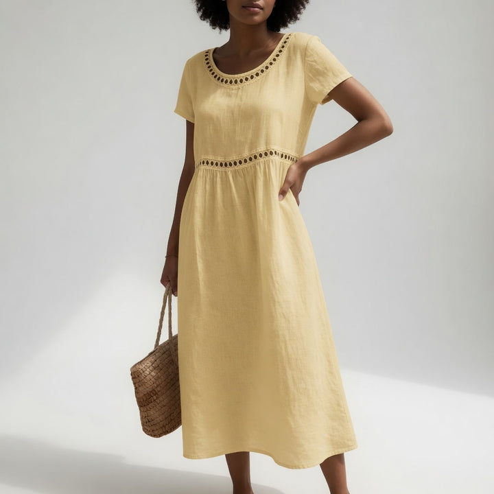 Pernelle | Robe Mi-Longue Brodée Élégante
