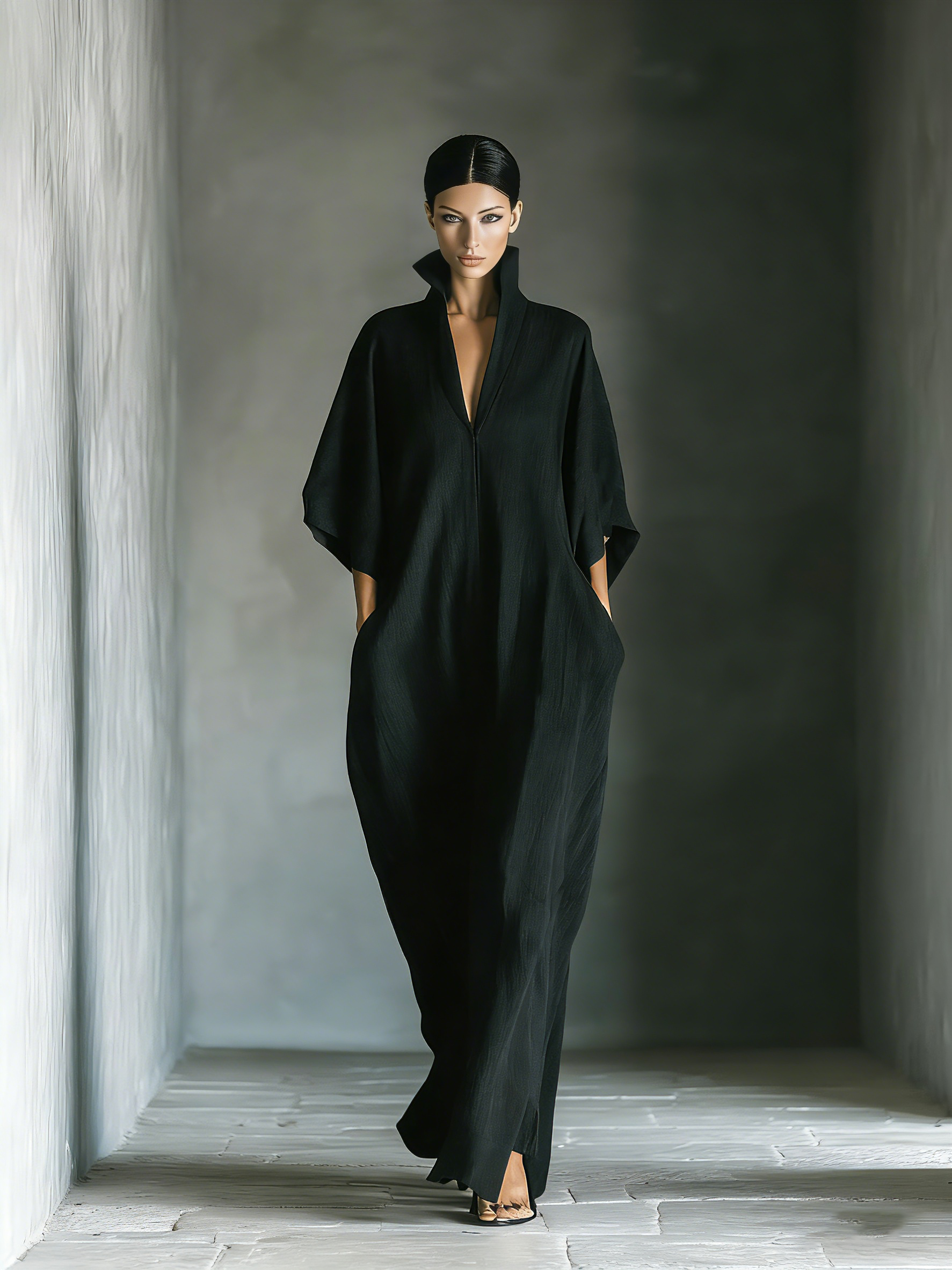 Costanza | Robe Maxi à Décolleté en V et Manches Kimono