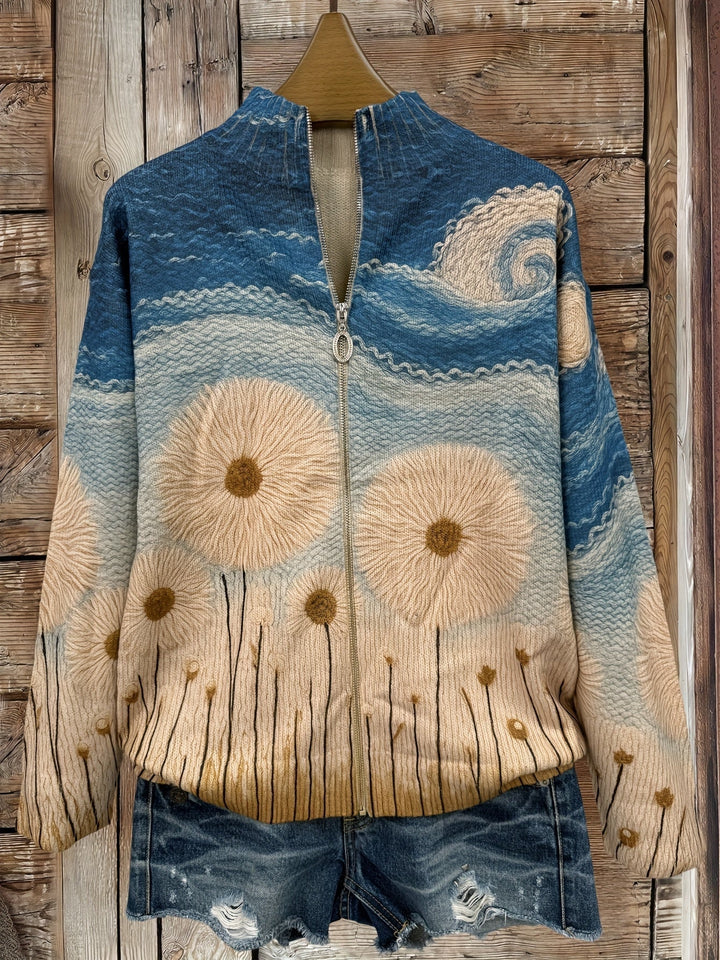 Yolanda™ | Cardigan zippé matelassé Champ de Pissenlit