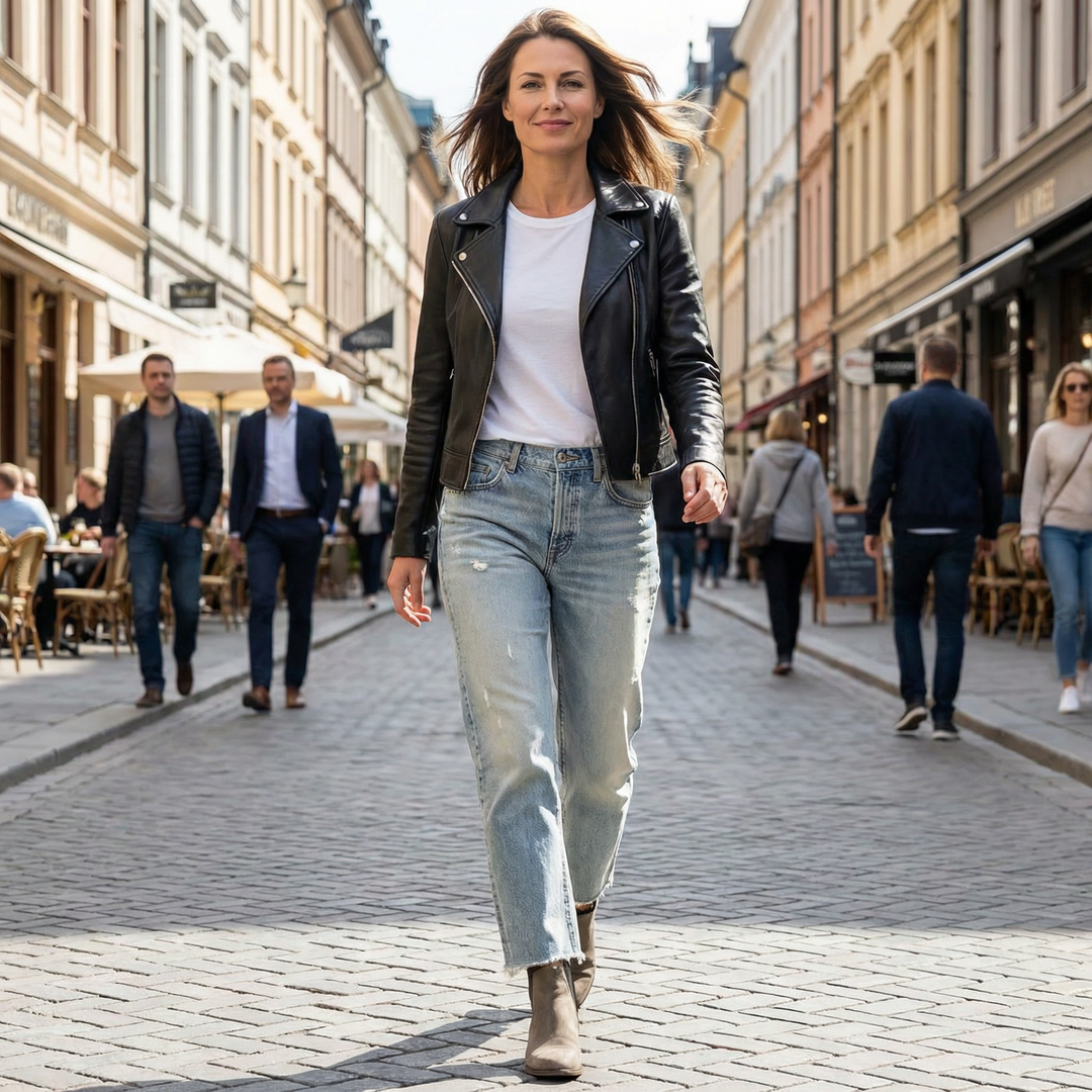 Claire | Jean Femme Coupe Droite Cropped Style Rétro