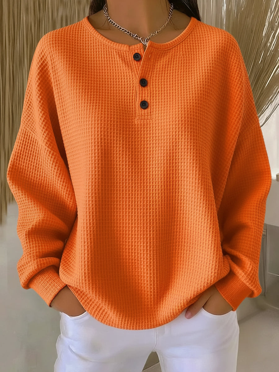 Mirabel™ | Sweat-shirt Henley Waffle Confortable