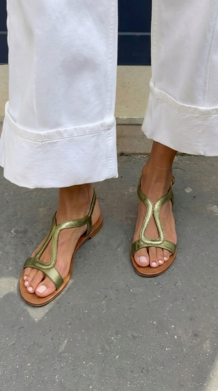 Élodie | Sandales Élégantes à Bride Dorée
