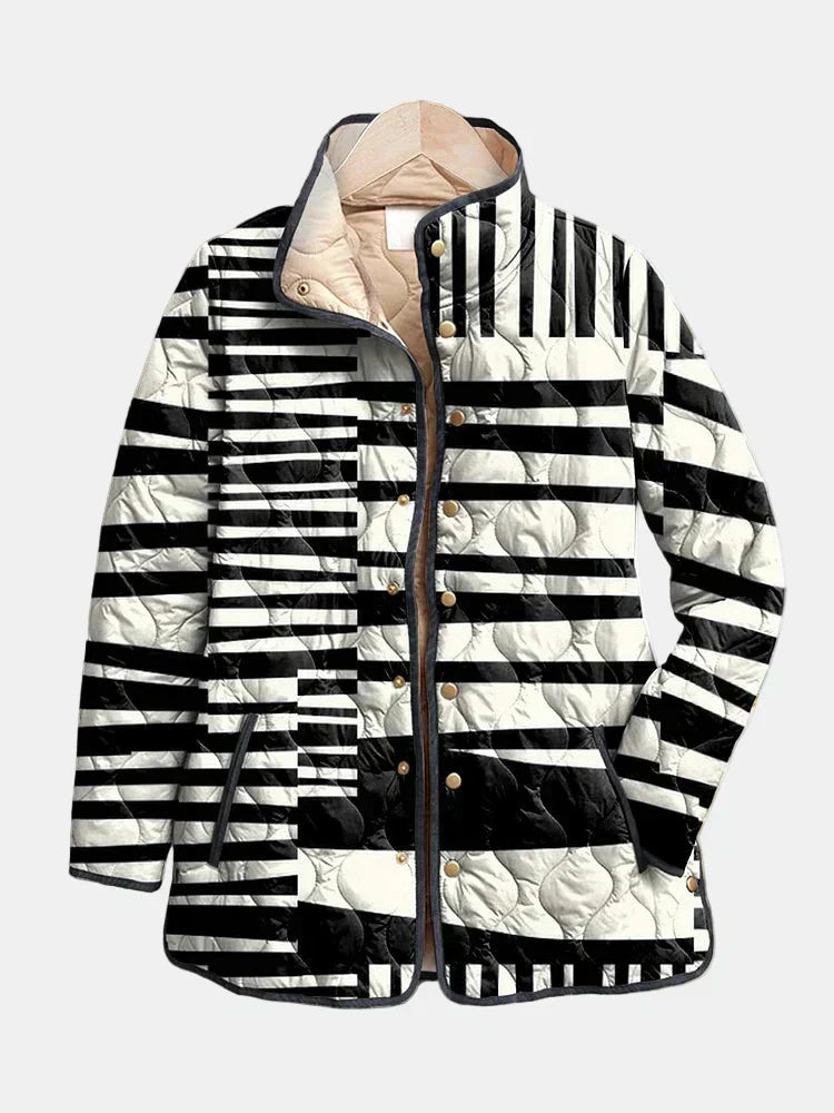 Miren | Veste matelassée abstraite noire et blanche
