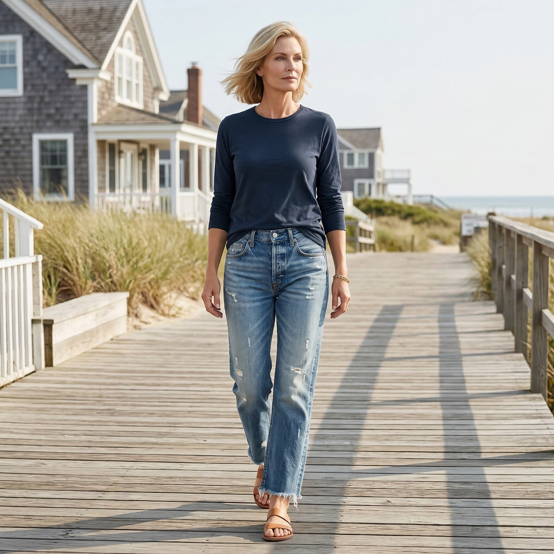 Claire | Jean Femme Coupe Droite Cropped Style Rétro