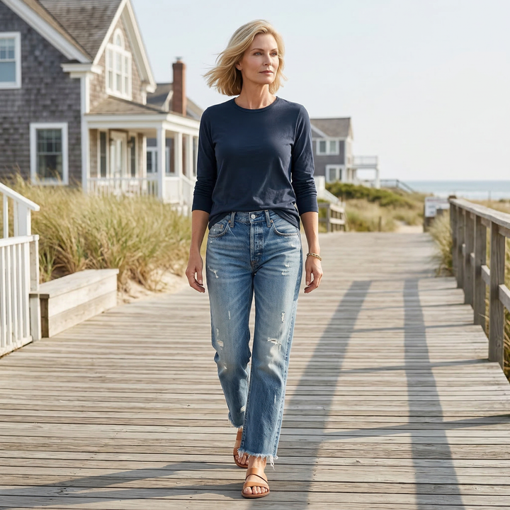 Claire | Jean Femme Coupe Droite Cropped Style Rétro
