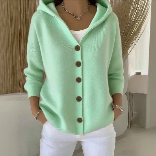 Darienne™ | Cardigan en tricot à capuche et à boutons