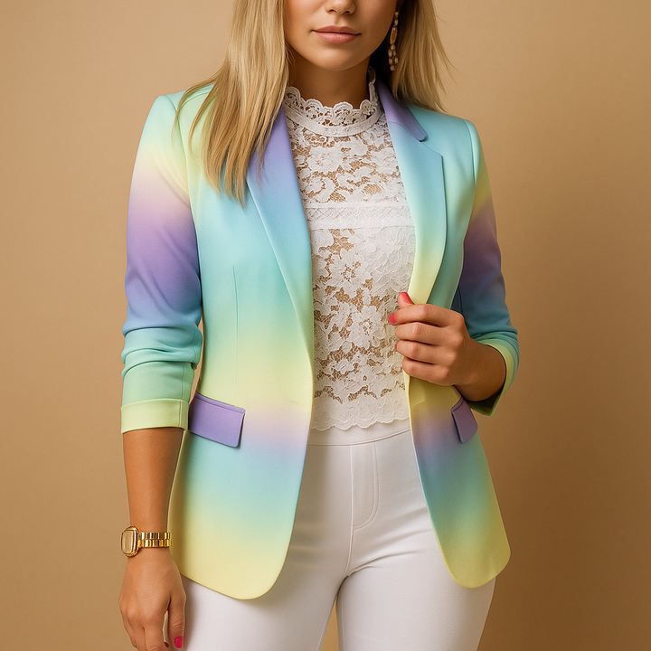 Rive | Blazer Élégant pour Femmes avec Imprimé Coloré et Col Châle