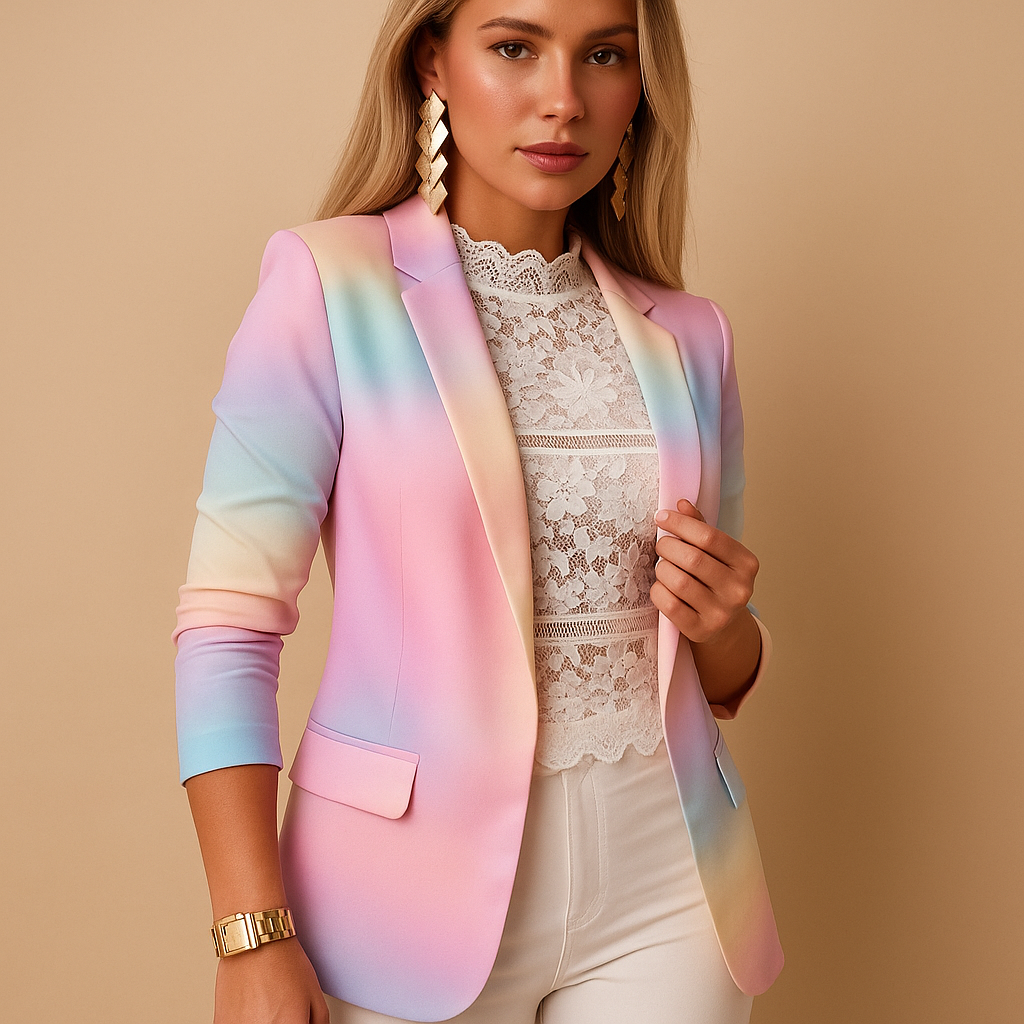 Rive | Blazer Élégant pour Femmes avec Imprimé Coloré et Col Châle