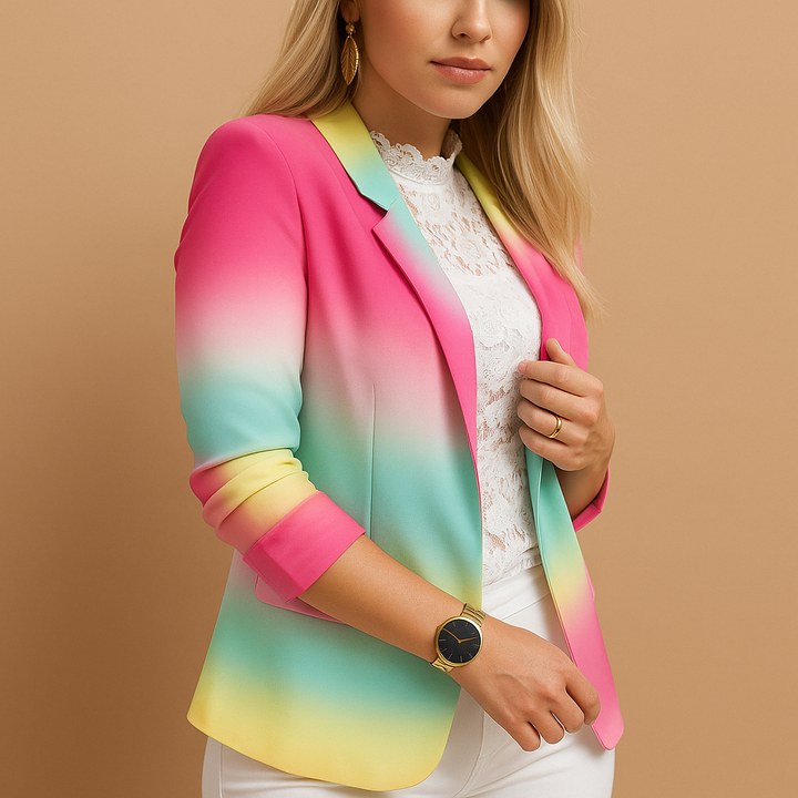 Rive | Blazer Élégant pour Femmes avec Imprimé Coloré et Col Châle