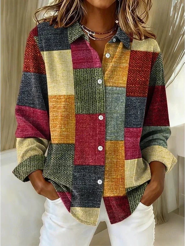 Merritt™ | Blouse Boutonnée en Patchwork Vintage