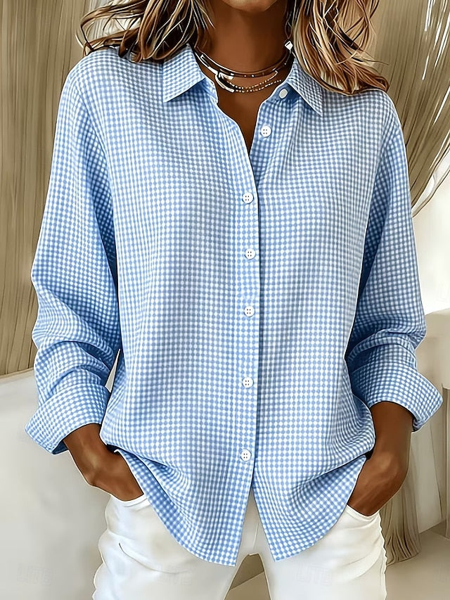 Hillrose™ | Blouse à boutons en vichy décontractée