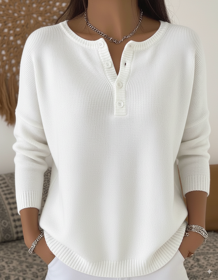Monica™ | Pull Tricoté Classique à Boutons pour Femmes