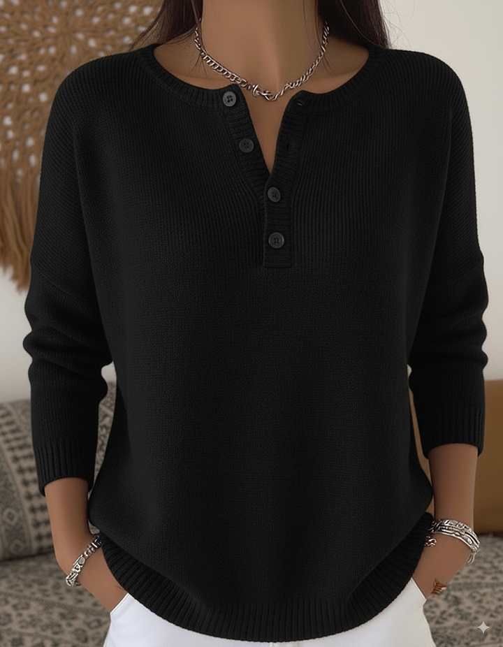 Monica™ | Pull Tricoté Classique à Boutons pour Femmes