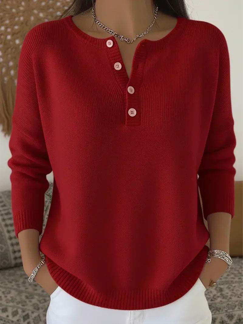 Helena™ | Pull en maille à boutons Henley