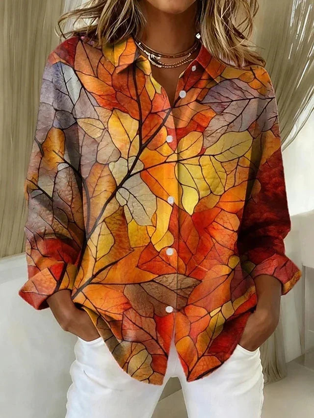 Melrose™ | Blouse Boutonnée Imprimé Botanique Vintage