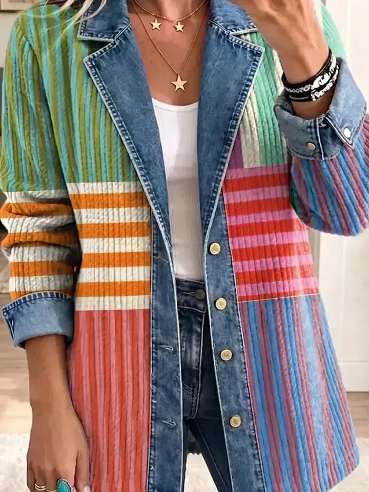 Elnora™ | Veste en denim à rayures géométriques