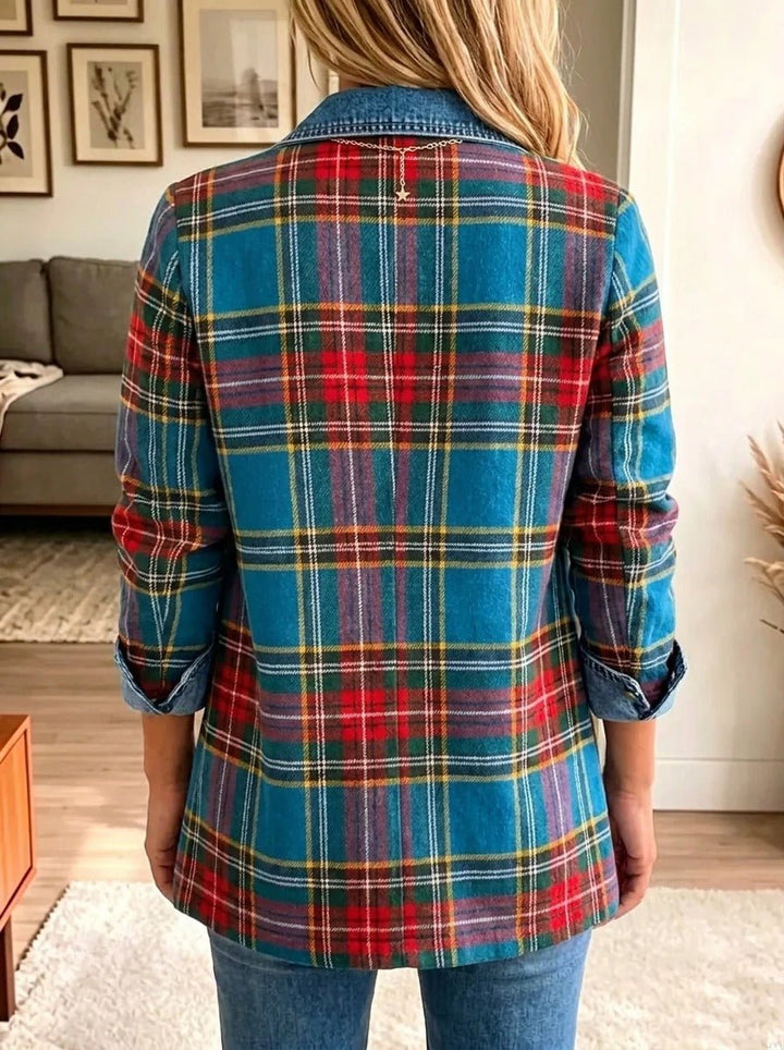 Lisbet™ | Blazer en Denim à Carreaux Tartan