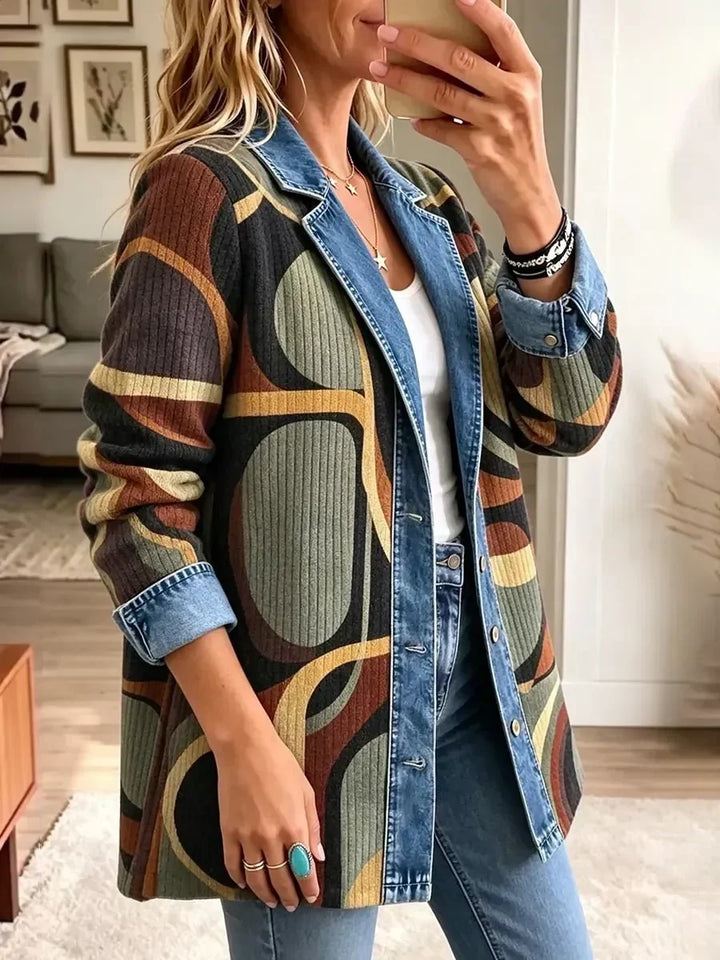 Ardith™ | Veste en Jean à Imprimé Abstrait