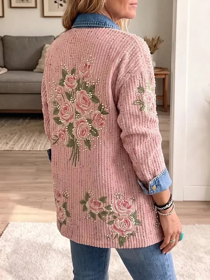 Lucetta™ | Blazer en denim rose brodé