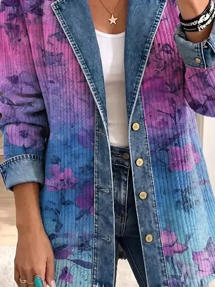 Golda™ | Veste en Denim Florale Violet
