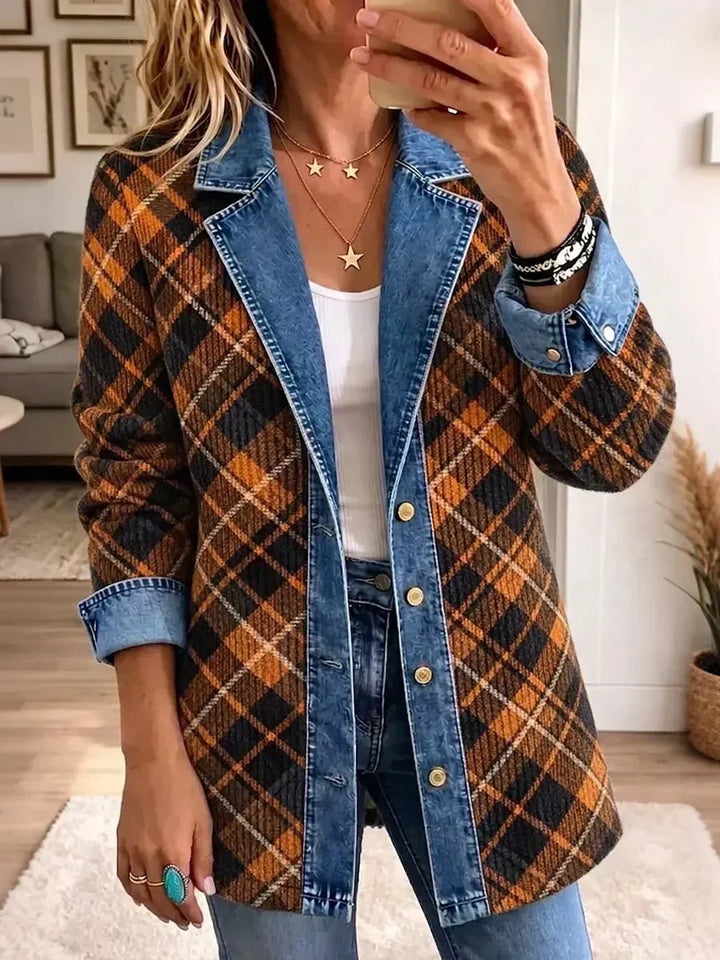 Clemmie™ | Veste en Jean à Carreaux Marron
