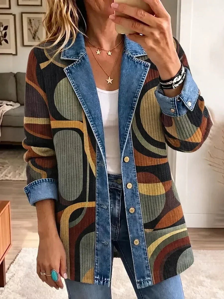 Ardith™ | Veste en Jean à Imprimé Abstrait