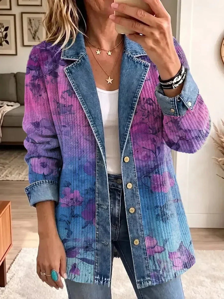 Golda™ | Veste en Denim Florale Violet