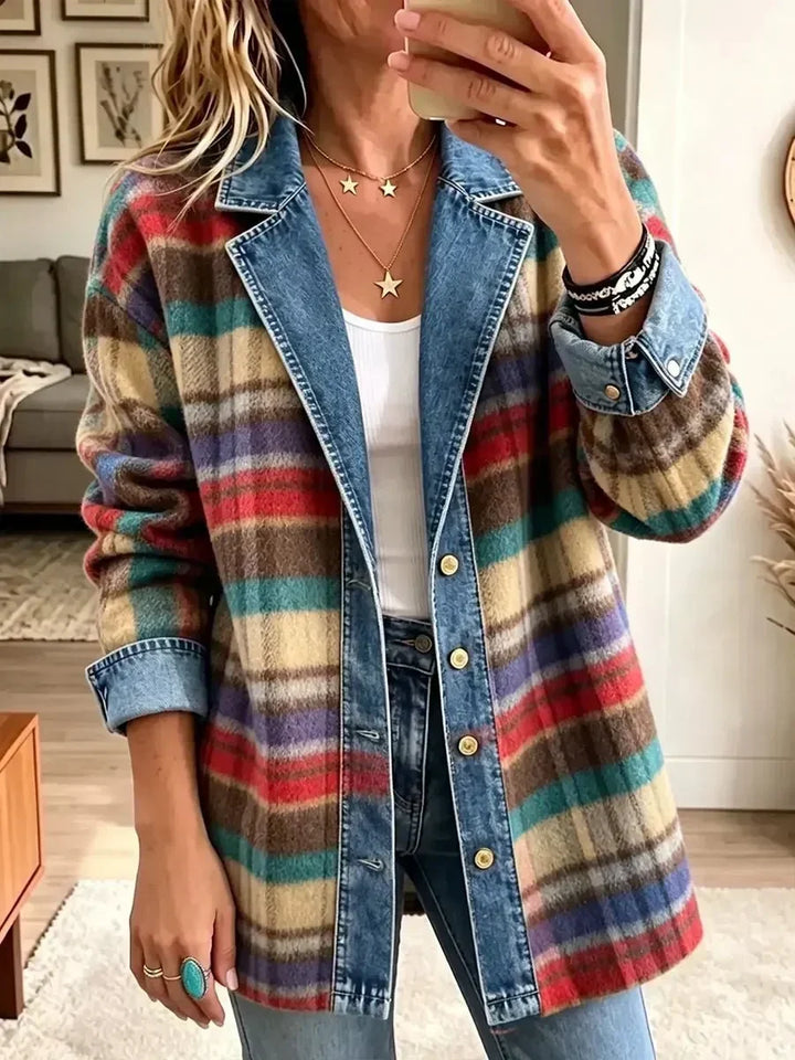 Maudie™ | Veste en Jean Patchwork à Carreaux