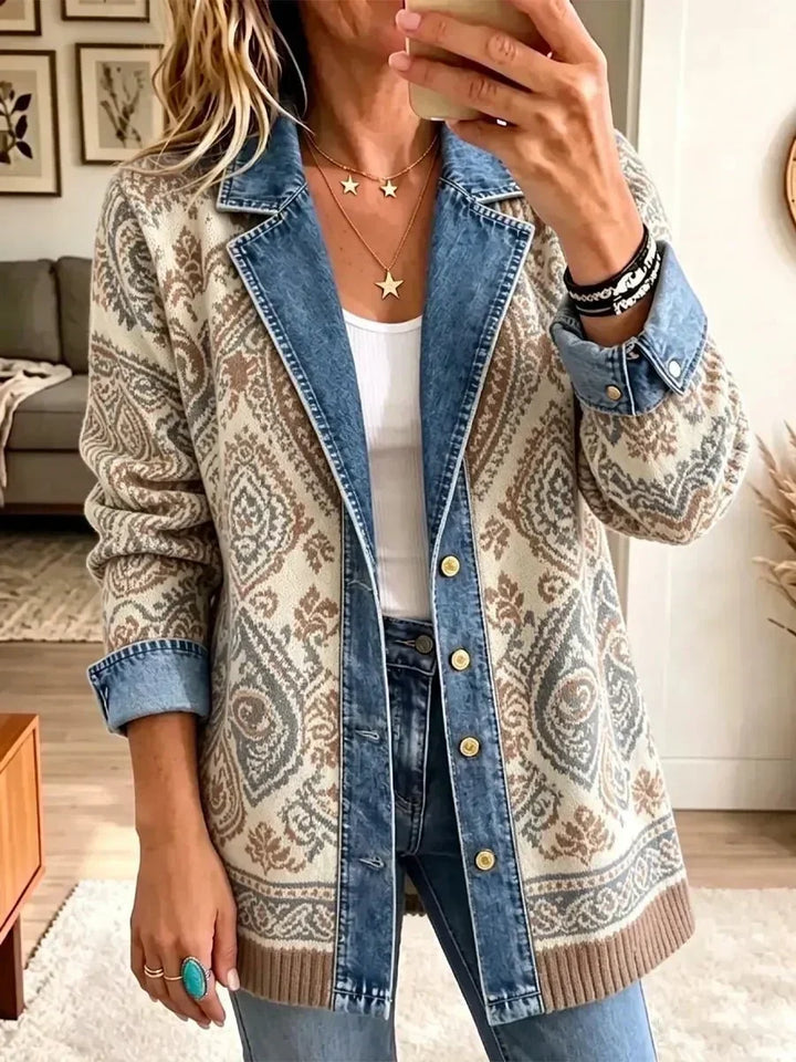 Lettie™ | Veste en Jean Ethnique Patchwork