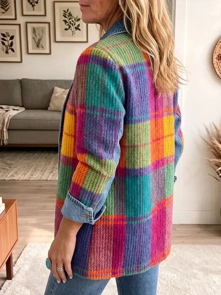 Sybil™ | Veste en Jean à Carreaux Patchwork