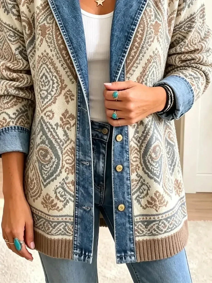 Lettie™ | Veste en Jean Ethnique Patchwork