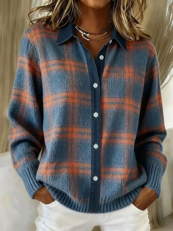 Haley™ | Cardigan en Tricot à Carreaux pour Femmes